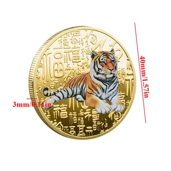 2022 Kitajsko Novo Leto Tiger Kovancev, Prvotno Spominski Bimetal Zbirka Dvanajstih Nebesno Tiger Leto Kovancev Dekoracijo Obrti Darilo