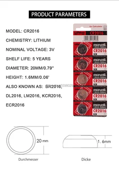 20PC za maxell cr2016 Baterija 3V baterija Li-ion Gumb Baterija Watch gumbaste Baterije cr 2016 DL2016 ECR2016 BR2016 Za Gledanje