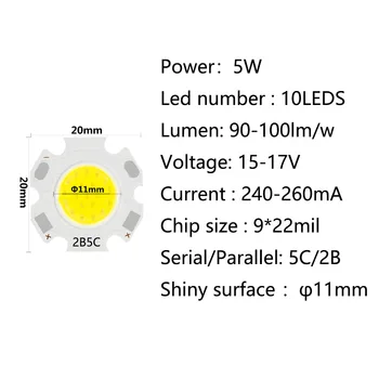 20pcs veliko High Power LED Žarnica COB 20 MM 3W 5W 7W LED 10W Vir Čip Svetloba Svetilke Pozornosti Downlight Svetilke