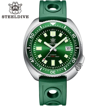 21 STEELDIVE SD1970 Klasično ročno uro JAPONSKA NH35 Gibanja Super C3 Zelena Svetleča 200M Nepremočljiva 316L Primeru Moške Potapljanje Watch