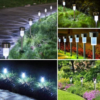 24pcs Mini Sončne LED Luči Ustvarjalni Vrt Svetilka iz Nerjavečega Jekla Poti Luči za Dvorišču Dovoz Krajine (Bela Svetloba)