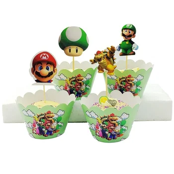 24Pcs/set Super Mario Cupcake Toppers za Okrasite Rojstnodnevno zabavo Risanke Mario Torto Zastavo Otrok Fantje Rojstni dan Dobave