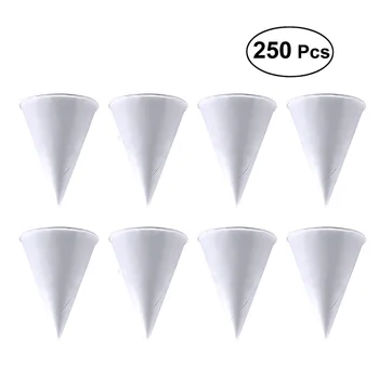 250PCS 3.7 oz Razpoložljivi Cone Vode Skodelice Papir Tok Skodelice Sneg Cone Cups - Bela