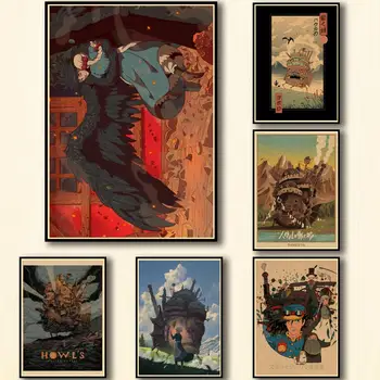 27 Modelov Ghibli Film Howl ' s Moving Castle Kraftpaper Plakat Slikarstvo Stensko Nalepko za Coffee House Bar