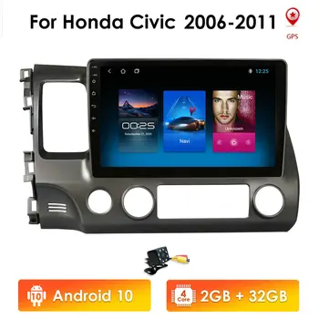 2Din Android 10 avtoradio, Predvajalnik Za Honda Civic 2006-2011 Navigacija GPS 4G WIFI USB Carplay Bluetooth Stereo CSD BT