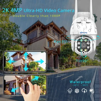 2K 4MP WiFi PTZ IP Kamera Zunanja H. 265 AI Humanoid Odkrivanje Dvojno Svetlobo Brezžični Speed Dome Kamere, Avdio CCTV Video Nadzor