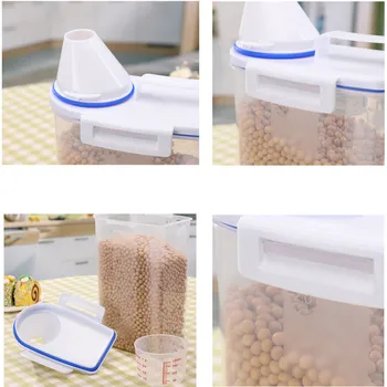2L Plastičnih Žitnih Razpršilnik Škatla za Shranjevanje Kuhinji s Hrano Zrnatega Riža Posodo Lepo Škatla za Shranjevanje Kakovostne Plastike, Lagertank54
