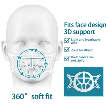 2PC 3D Usta Masko za Podporo Dihanju Pomagajo Masko Notranje Blazine Nosilec za Hrano Silikona Maska Imetnik Stander Dihanje Ventil