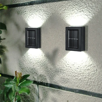 2PCS na Prostem Sončne Svetlobe Kvadratnih LED Stenska Svetilka Nepremočljiva Dvorišče Verandi Teras Stopnice, Okras Svetlobe Vrt Dom Noč Svetlobe