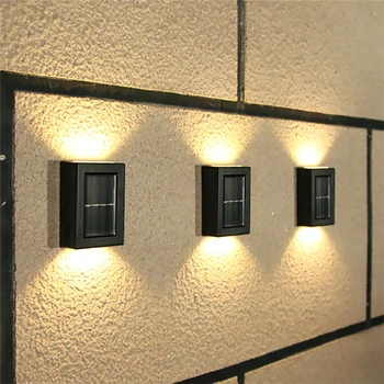 2PCS na Prostem Sončne Svetlobe Kvadratnih LED Stenska Svetilka Nepremočljiva Dvorišče Verandi Teras Stopnice, Okras Svetlobe Vrt Dom Noč Svetlobe