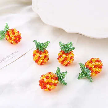 2pcs poletno sadje nakit za dekleta Zabavno kristalno kroglice uhani Za Ženske lepe tkane ananas obesek DIY pripomočki material