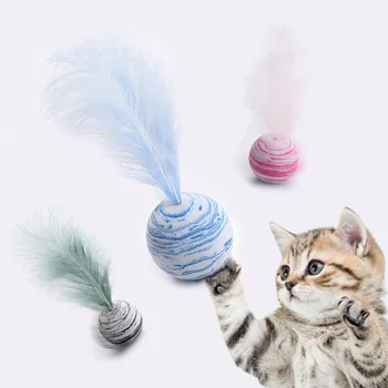 3 Barve Mačka Igrača Zvezda Žogo Plus Pero Lahka Pena Žoga Metanje Smešno Interaktivne Plišastih Igrač Držijo Pero Dobave Pet Izdelka