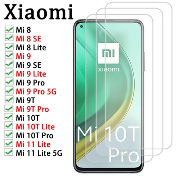 3 Pack Kaljeno Steklo za Xiaomi Mi 11 Lite 5G 10T Pro 9T Zaščitna Screen Protector za Moj 9 Pro 9 Lite 9 JV Primeru Prijazno