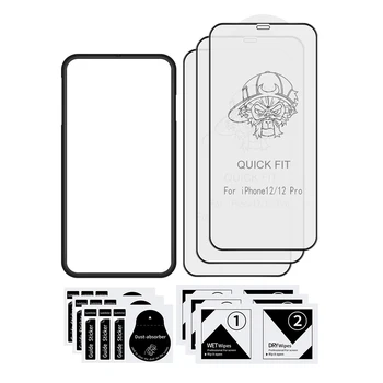 3 Pack Polno Zajetje Screen Protector 9H Kaljeno Steklo Film Za iPhone 12 12 mini 12 Pro Max Z Vgradnjo Okvirja