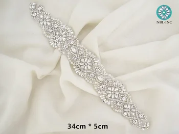 (30PCS) Poročno obleko pasu srebrna zlata Nosorogovo Appliques železa na poročne beaded kristalno appliques za poročne obleke WDD0210