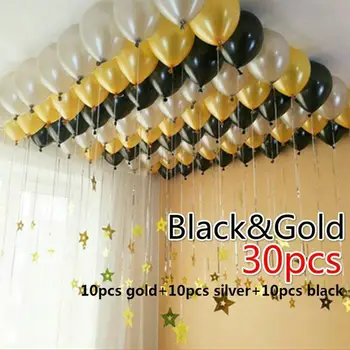 30pcs10 Palčni Mešani Latex Balon Romantično Poroko Dekoracijo Rojstni Dekor Latex Balon Gold Black Napihljivi Balon