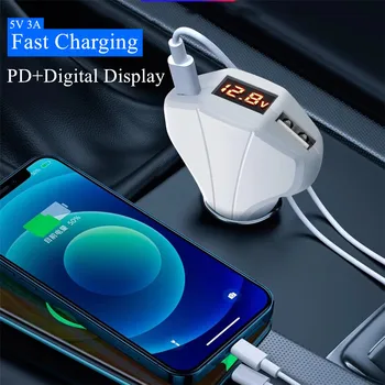 30W Dvojno USB Avto Polnilec LED PD QC 3.0 Priključite 3.1 Hiter Telefon Napolnite Adapter Za iPhone 12 Samsung Xiaomi Huawei v avtomobilski Polnilnik
