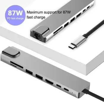 3C YZ 8-v-1 Tip-C Razširitveno Postajo USB3.1 Do 4K HDMI je združljiv/J45/PD/USB 3.0 Širitev Zvezdišče USB C HUB Dropshipping Podporo