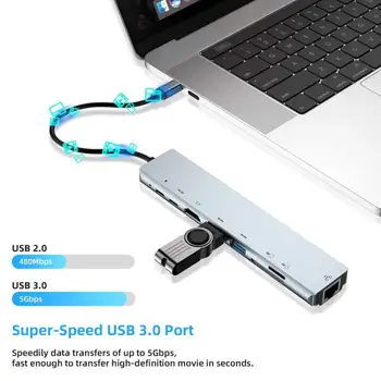 3C YZ 8-v-1 Tip-C Razširitveno Postajo USB3.1 Do 4K HDMI je združljiv/J45/PD/USB 3.0 Širitev Zvezdišče USB C HUB Dropshipping Podporo