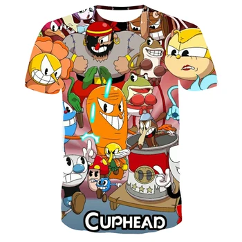 3D Cuphead Mugman Otroci T-Shirt Tiskanje Dekleta Smešno Obleke, Fantje, Otroci Vrhovi Otroci Oblačila Baby Tshirts Modnih Oblačil T-shirt