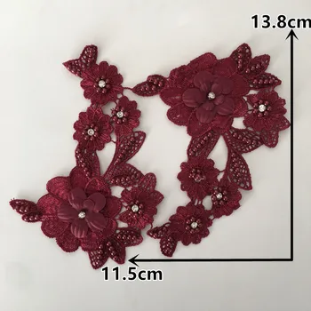 3D cvet čipke tkanine nosorogovo vezenine, čipke ovratnik čevlji cvet DIY ABS pearl šivalni pribor za oblačila okraski