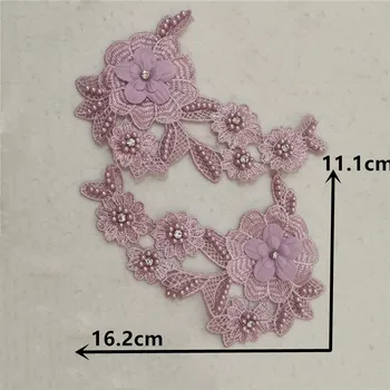 3D cvet čipke tkanine nosorogovo vezenine, čipke ovratnik čevlji cvet DIY ABS pearl šivalni pribor za oblačila okraski