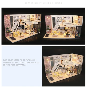 3D DIY Ročno izdelane Lutke Koča Igrače Puzzle gradniki Lesena Lutka Hiša Pohištvo Miniaturni Skupščine Model Otroke Darila
