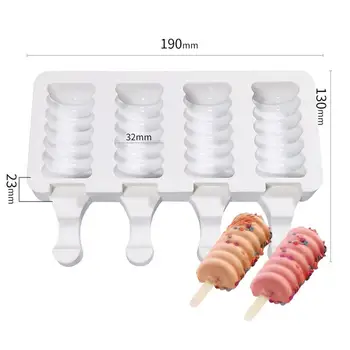 3D DIY Silikonske Ice Cream Plesni Ročno Okolju Prijazno Popsicle Plesni Mousse Sladica Zamrzovalnik Sok Pladenj Ledena Kocka Sod Maker Plesni