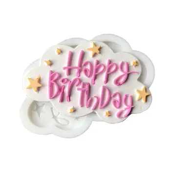 3D Happy Birthday Pismo Silikona, Fondat Torto Plesni Čokolado Peko Orodje Plesni Dekoracijo 72XF