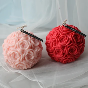 3D Rose Žogo Sveča Plesni Milo Plesni Cvet Silikonsko Plesni DIY Sveče Izdelava Mini Cvet Žogo Milo Polimerne Gline Smolo Plesni