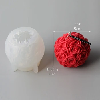 3D Rose Žogo Sveča Plesni Milo Plesni Cvet Silikonsko Plesni DIY Sveče Izdelava Mini Cvet Žogo Milo Polimerne Gline Smolo Plesni