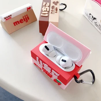 3D Slušalke Primerih Za AirPods Primeru Lepe Jagode Mleka Primeru Modeliranja Za Apple Airpods Pro Zaščito Kritje Za Earpods Primeru