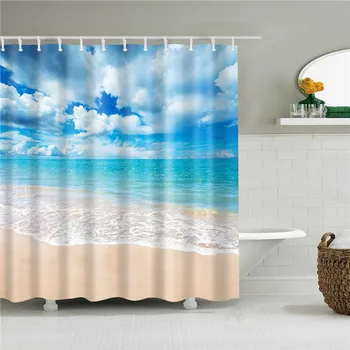 3d tuš zavese, Morje, Plaža Lupini Natisne nepremočljiva kopel zaslon v kopalnici doma dekoracijo visoke kakovosti cortinas par bano