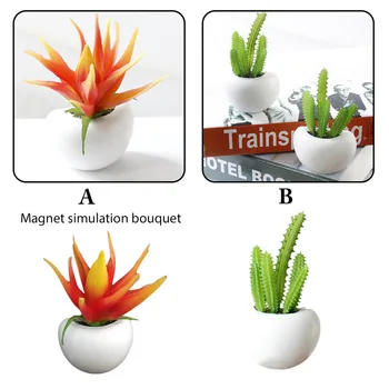 3D Umetno Kaktus Cvet Magnet Nalepke Sočna Rastlin Hladilnik Nalepke Visi Rastlin Vaza Spraviti Decors Hladilnik Nalepka