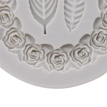 3D Venec Listov Oblike Silikona Torto Plesni Rose Garland Listov Okvir Fondat Čokoladni Bonboni Torto Plesni DIY Dekorativni Orodja