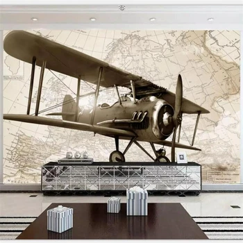 3DBEIBEHANG Ozadje po meri, dnevne sobe, spalnice ozadje zidana ročno poslikano retro letalo TV ozadju dekoracijo sten