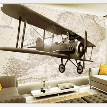 3DBEIBEHANG Ozadje po meri, dnevne sobe, spalnice ozadje zidana ročno poslikano retro letalo TV ozadju dekoracijo sten