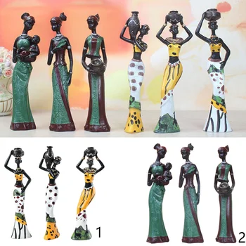 3pcs Afriških plemenskih gospa Smole številke kip Domu dekorativni Namizni okras za dnevna soba spalnica čitalnica polica