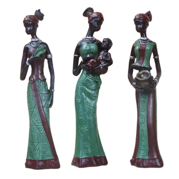 3pcs Afriških plemenskih gospa Smole številke kip Domu dekorativni Namizni okras za dnevna soba spalnica čitalnica polica