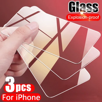 3Pcs Kaljeno Steklo Na iPhone 11 12 Max Pro XS XR 7 8 6s Plus SE Zaščitnik Zaslon Za iPhone Mini 12 11 Pro Max Zaščitna Stekla