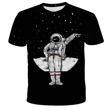 4-14T Otroci Barve Galaxy Prostor 3D Majica s kratkimi rokavi Boys & Girls Raziskovanje Astronavt Natisnjeni T-Shirt Otroci Lepo Darilo Priložnostne Vrh T-Shirt