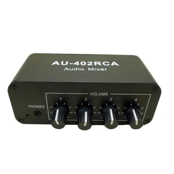 4 Način, RCA Audio Vhod Stereo Zvočni Mešalnik Slušalke Ojačevalnik Splitter Avdio Vir Preklopnik za nadzor glasnosti 3,5 mm za power amp