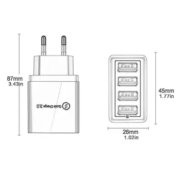 4 priključek USB 3A Mobilni Telefon Polnilnik Hitro Polnjenje Prenosnih Steno Mobilni Polnilnik, težko Gorljiva Padec Odpornosti Tablet