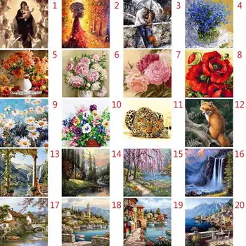 40 * 50 cm DIY Digitalni Oljna slika, Cvetje, Barvanje Z Številkami, Risanje Barve, Platno Ročno Poslikane Slika Domov Stenski Dekor Obrti