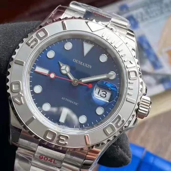 40 mm luksuzne blagovne znamke moške gledajo automatic mehanski modra številčnica 316 nerjavnega jekla vodotesna ura datum pazi za moške