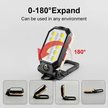 40W USB Polnilne COB LED delovna Luč Svetilke Prenosne Svetilke Vodotesne Kampiranje LED Luč Magnet Design z Močjo Zaslon