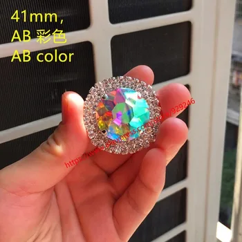 41mm krog AB steklo, kristal gumb za ženske plašč oblačila dekoracijo sijoče nosorogovo dekorativni gumb šivanje na kamni