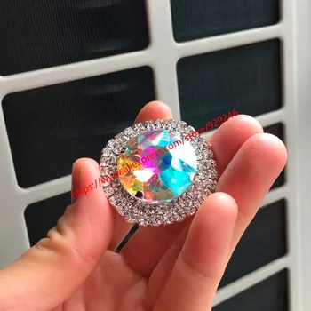 41mm krog AB steklo, kristal gumb za ženske plašč oblačila dekoracijo sijoče nosorogovo dekorativni gumb šivanje na kamni