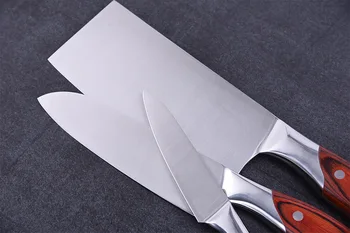 4Cr14mov Kuhinjski Nož Določa Tri-kos Kuhinja iz Nerjavnega Jekla Kuhinjski Nož Set Cleaver Santoku Odrezanje Noži Noži Kuhanje