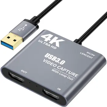4K 1080P USB 3.0 za HDMI-združljive Video posnetke, Audio Igre Capture Card Z Zanko Iz Polno 1080p 60 Snemanje Preko DSLR Kamere